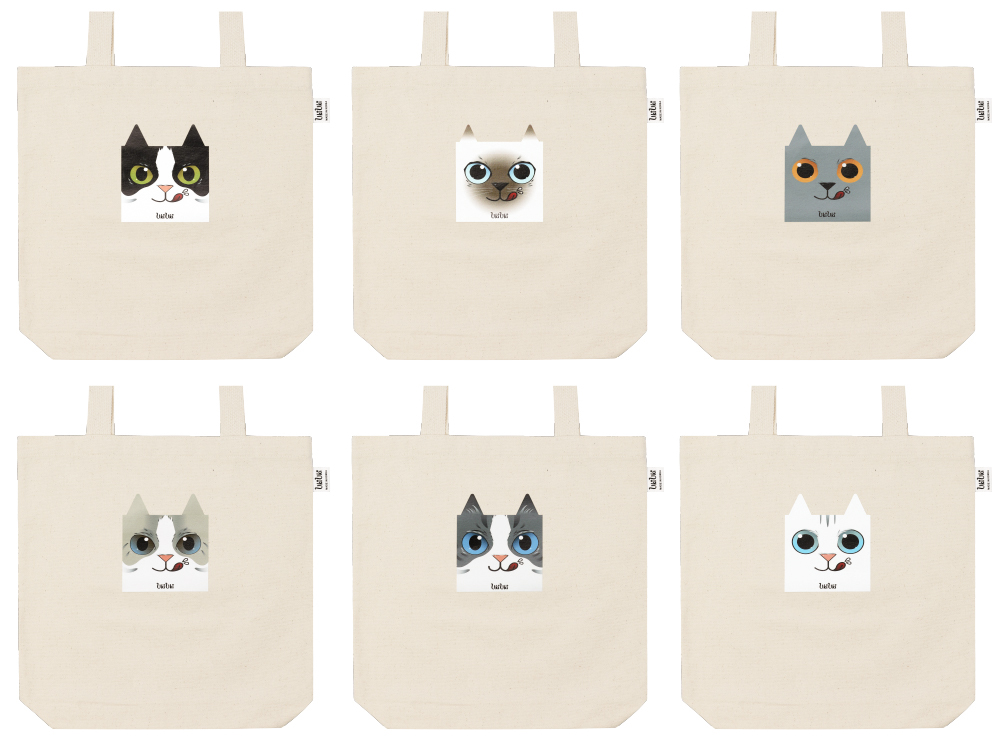 UKIUKI character eco tote bag 6 cat designs